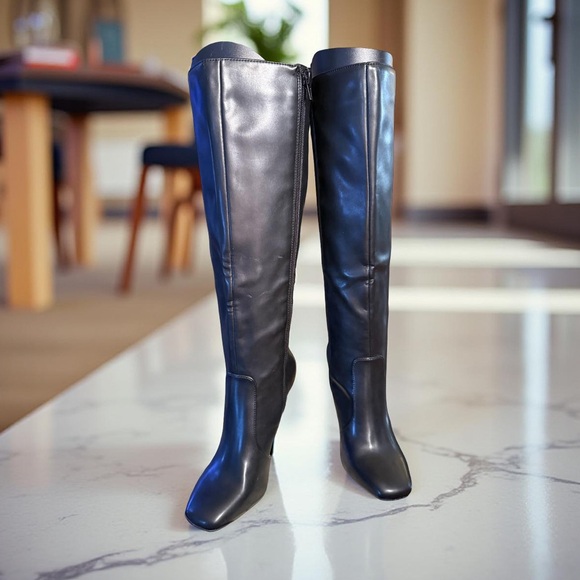 INC International Concepts Shoes - INC International Concepts NWT Sz 5M Black Man Made Knee High Heel Boots (SH182)